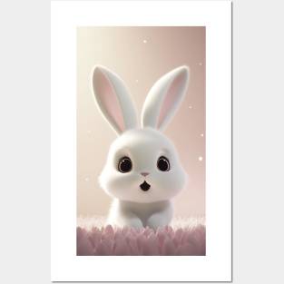 Cute white rabbit Posters and Art